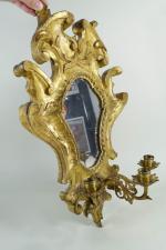 Miroir chantourné en bois doré  transformé en applique, à...