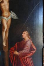 Ecole XVIIème s : La crucifixion avec la Vierge et...