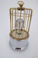 Pendulette cage en métal de 2 tons, avec un oiseau...