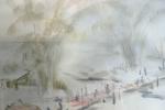 DUYEN Tu (1915-2012)  : Bateaux à l'embarcadère, peinture sur...