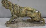 Alberto CURRINI (XIX-XX) : "Tigre rugissant" Sculpture en marbre blanc,...