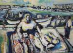 Joseph STAMBOULIAN (1937), "La poissonnière" Huile sur panneau signée en...