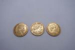 3 pièces de 10 francs or années 1851,1857, 1860 ....