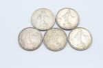 MONNAIES argent : 5 francs semeuse, 1960 (x 2) ;...