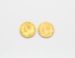 * MONNAIES : 2 PIECES 20 lires italiennes en or,...