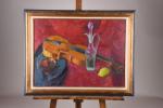 GUINEBERT, André (1902-?). "Le violon", huile sur toile signée en...