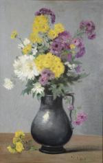 ADAM (?). "Bouquet de fleurs", huile sur toile signée en...