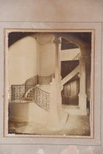 PHOTOGRAPHIES (quatre) d'escalier de château. XIXème siècle. 26 x 21...