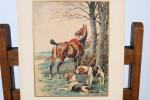 DE CONDAMY, Charles Fernand (c.1855-1913). "Cheval et chiens de relais",...