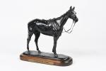 Gaston d'ILLIERS (1876-1932). "Avant la course", Bronze à patine noire...