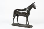 Pierre LENORDEZ (1815-1892); "Merlin", portrait de cheval, Bronze à patine...