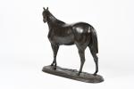 Pierre LENORDEZ (1815-1892); "Merlin", portrait de cheval, Bronze à patine...