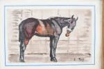 ECOLE début XXème. "cheval gris", aquarelle numérotée C8 et datée...