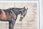 ECOLE début XXème. "cheval gris", aquarelle numérotée C8 et datée...