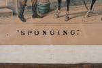 ECOLE AMERICAINE du XIXeme. "Sponging", Lithographie signée dans la planche...