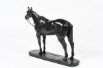 Gaston d'ILLIERS (1876-1932). "Pur-Sang bridé", Bronze à patine brune signé...