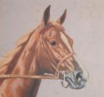 RIVET Jean. "Tête de cheval", grande gravure signée au crayon...