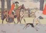 HARRY ELIOTT (1882-1959). "Retour de chasse", gravure en couleurs. 17...