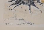 MALESPINA Louis (1874-1940). "L'entrainement sur la plage", "Steeple Chase", "Saut...