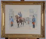 SCOTT Georges (1873 - 1942) "Officier à cheval" dessin aquarellé...