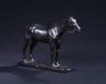 ILLIERS Gaston (d') (1876-1932). "Pur-sang bridé", bronze à patine brune....
