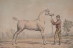VERNET Carle (1758-1836). "Présentation d'un cheval de course", aquarelle signée...