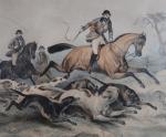 ADAM Victor (1801-1866). "La chasse au loup", grande gravure en...