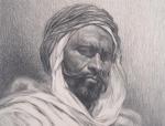 GRAVURE "Portrait d'arabe", signée Bermki. G.,19ème siècle. 40 x 31...