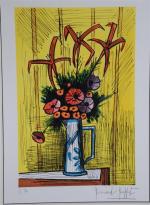 BUFFET, Bernard (1928-1999) (d'après). "Bouquet de fleurs dans une aiguière",...