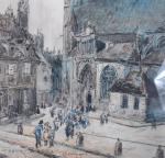FRANK BOGGS (1855-1926). "Bourges", dessin au fusain aquarellé signé en...