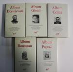 (BIBLIOTHÈQUE DE LA PLEIADE). 
Lot de 5 albums: Céline, Dostoîevski,...