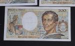 BILLETS (cinq) de 200 Francs Montesquieu : 1984 (2), 1987...