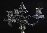 CANDELABRES (paire de) en bronze argenté à bouquet de trois...
