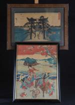 JAPON. Cinq estampes, milieu du 19ème siècle
