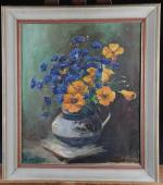 ALEXANDRE, R 20ème siècle. "Bouquet de fleurs", huile sur toile,...