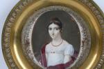 ECOLE FRANCAISE vers 1810. "Portrait de jeune femme en buste...