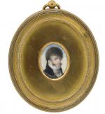 ISABEY, Jean Baptiste (1767-1855). (Attribué à)
"Autoportrait présumé", miniature ovale sur...