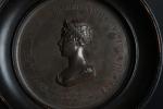 COURIGUER, Joseph Anton (1750-1830). Médaille ronde en plomb à patine...