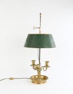 LAMPE bouillotte en bronze, abat-jour en tôle. XIXème siècle. H....