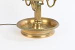 LAMPE bouillotte en bronze, abat-jour en tôle. XIXème siècle. H....