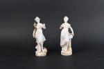 PARIS vers 1900 - Deux statuettes en porcelaine polychrome "La...