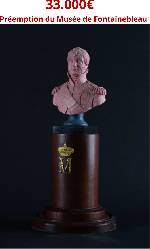 BIENNAIS, Martin Guillaume (1764-1843)<br />
Rare modèle en cire rose du buste de Joachim Murat au grand cordon<br />
H. buste : 12,5 cm – H. totale : 26,5 cm -