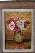ECOLE ANONYME vers 1925-30. "Bouquets d'anémones" huile sur toile. 33...