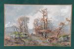 LUTSCHER, Fernand (1843-1923). "Promenade dans les bois", aquarelle signée en...