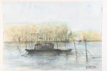 JALLAT, Paul. (1924) "Bords de Loire", suite de quatre aquarelles....