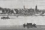 ECOLE FRANCAISE XVIIème siècle, trois vues panoramiques gravées et collées...