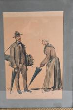 TRIGO, Zenon (1850-1914). Le vendeur de parapluie et le peintre....
