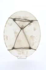 THUILLIER, Ch. Plaque ovale en céramique polychrome à décor d'une...