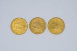 MONNAIES (trois) en or de 20 dollars, Saint Gaudens, 1926....