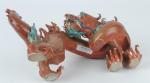 JAPON Kutani (?). Dragon en porcelaine polychrome. H. 16 -...